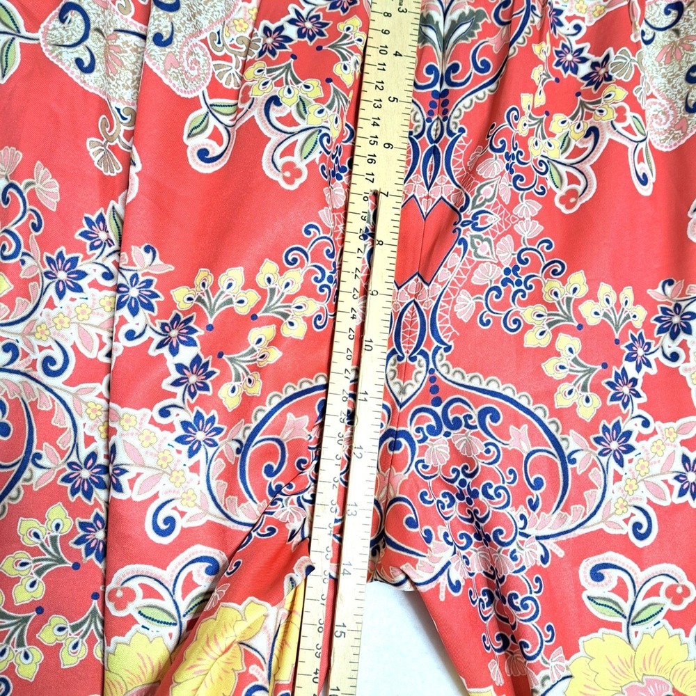 JM Collection Wide‎ Leg Pants Womens Medium Coral Paisley Floral Boho Print NWT - Picture 9 of 15